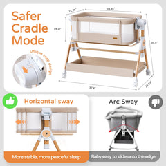Kingobabys baby bassinet with mesh sides for visibility and airflow.
