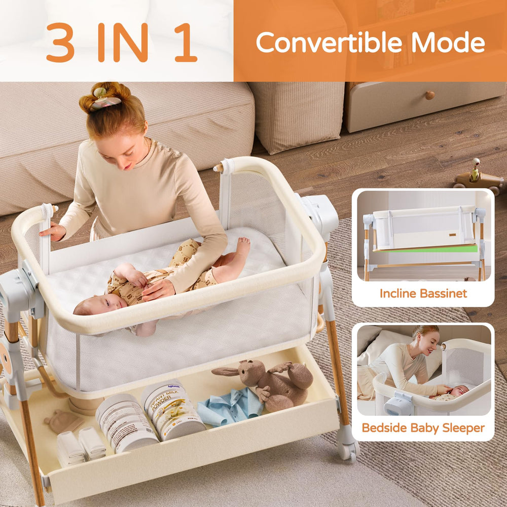Kingobabys bassinet with mattress and mosquito net provides safe sleep setup