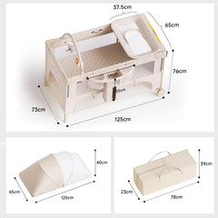 Kingobabys bedside bassinet with diaper changer and side organizer for quick access.
