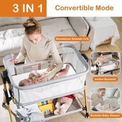 Kingobabys rocking bassinet demonstrates horizontal rocking for soothing moments.