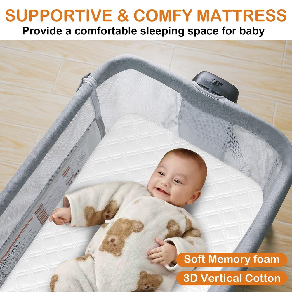 Kingobabys wooden-frame bassinet provides sturdy, non-toxic construction.