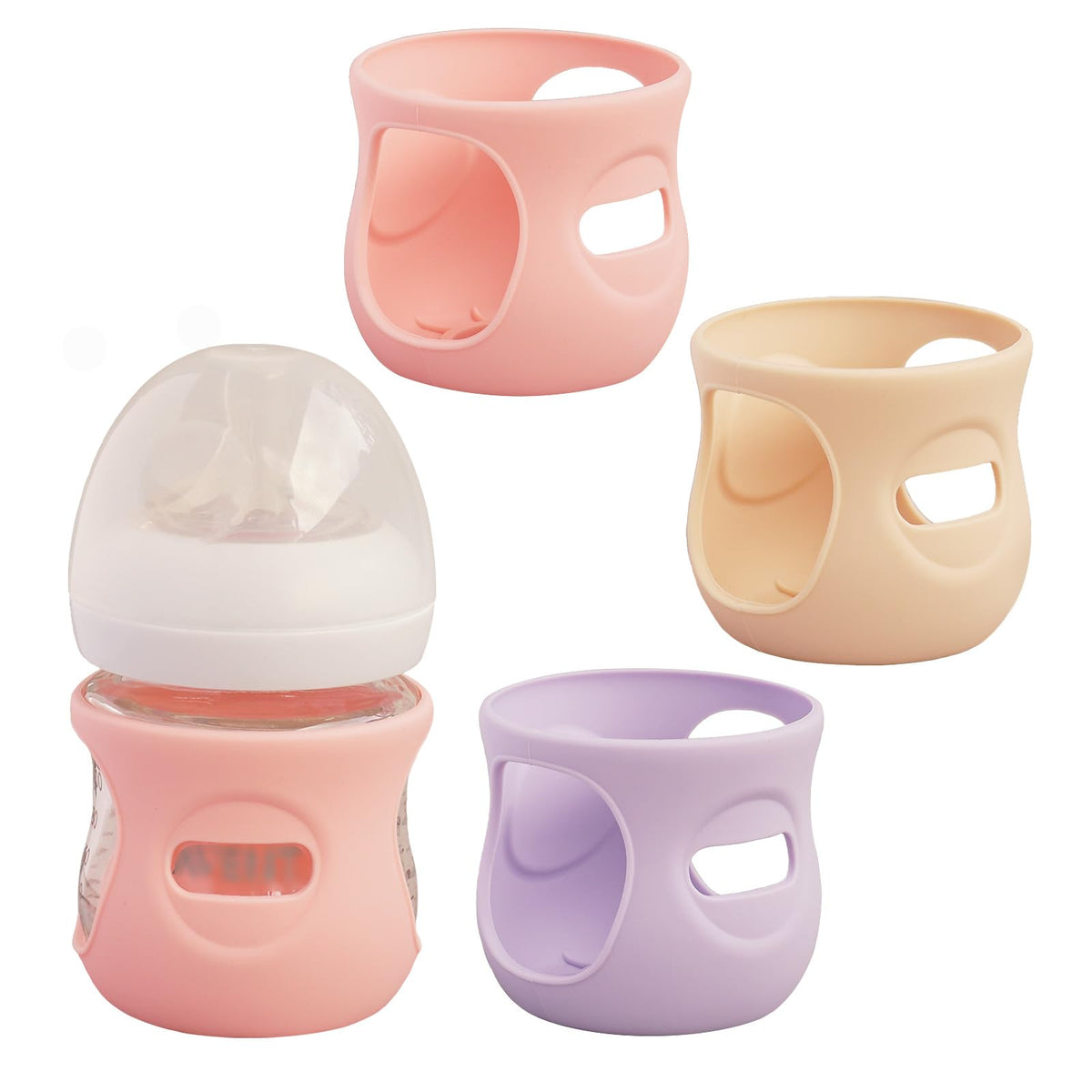 Kingwi silicone sleeve on Avent Natural 4oz bottle improves grip