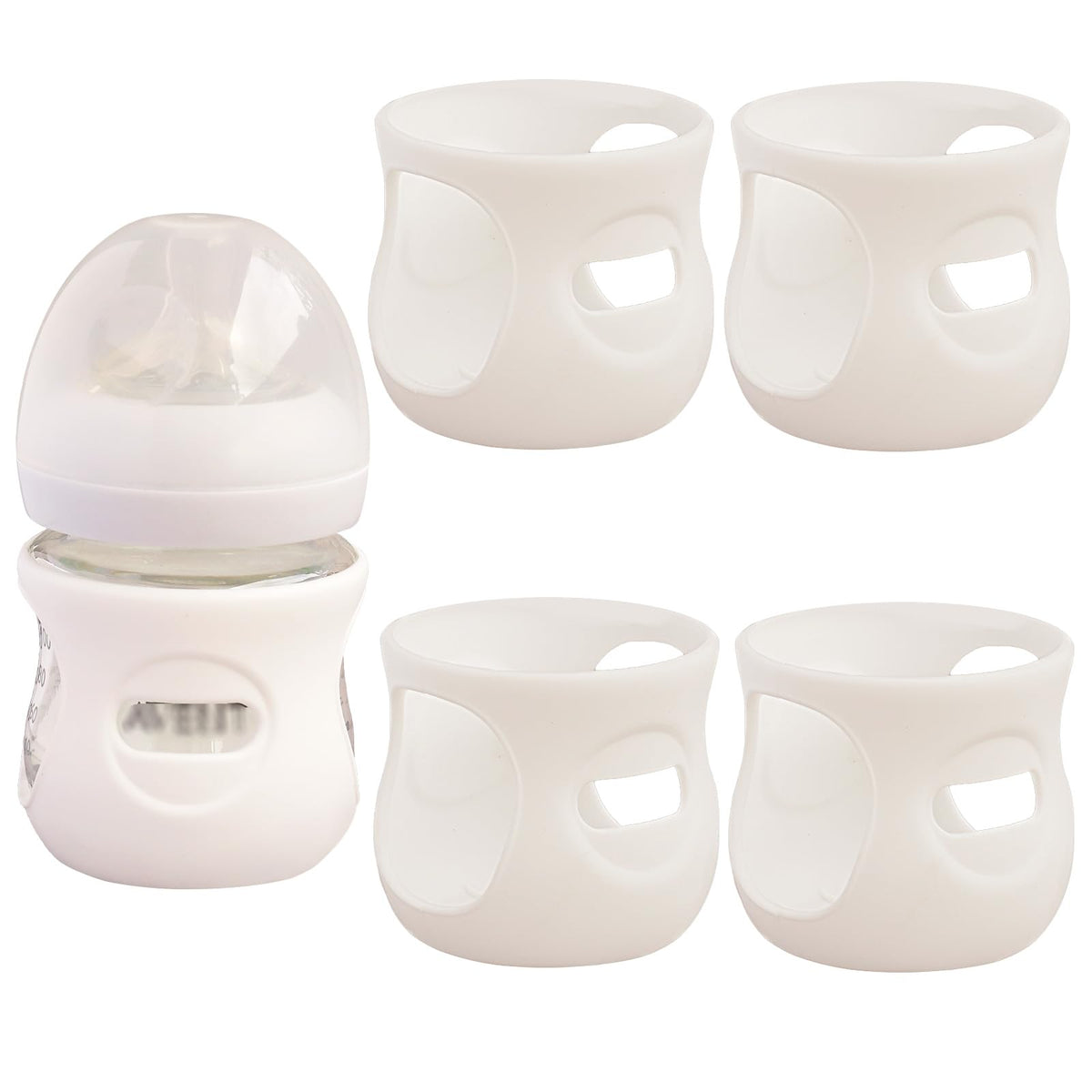 Kingwi Avent silicone sleeve 4oz no-handle for newborn grip and protection.