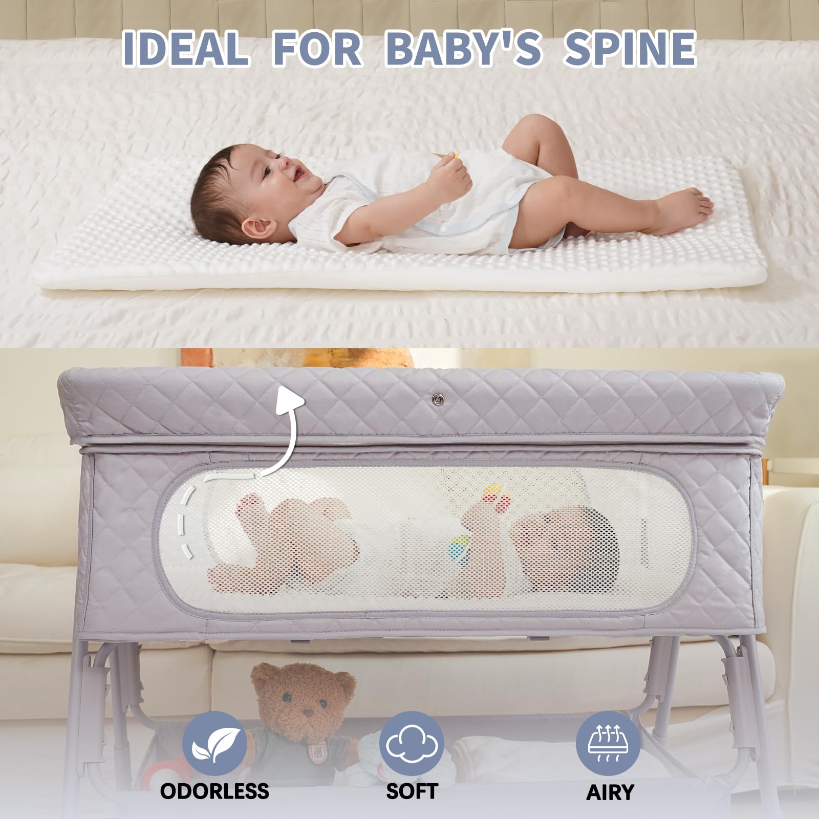 Kiniew comfortable-mattress offers gentle support for infant comfort.