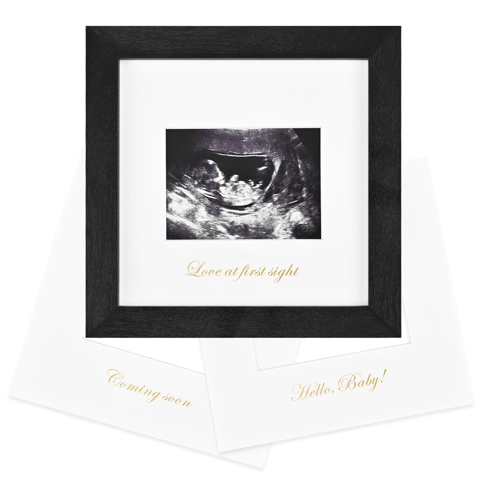 KINLINK Baby Sonogram Frame front view; modern wood and plexiglass for keepsakes.
