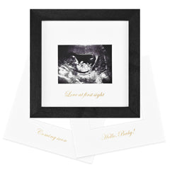 KINLINK Baby Sonogram Frame front view; modern wood and plexiglass for keepsakes.
