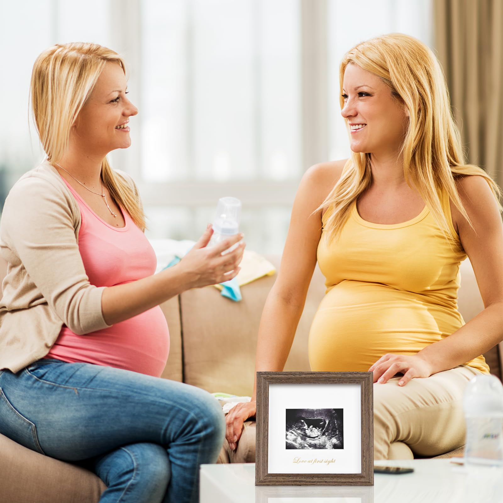 KINLINK mats with quotes framing love at first sight and hello baby.