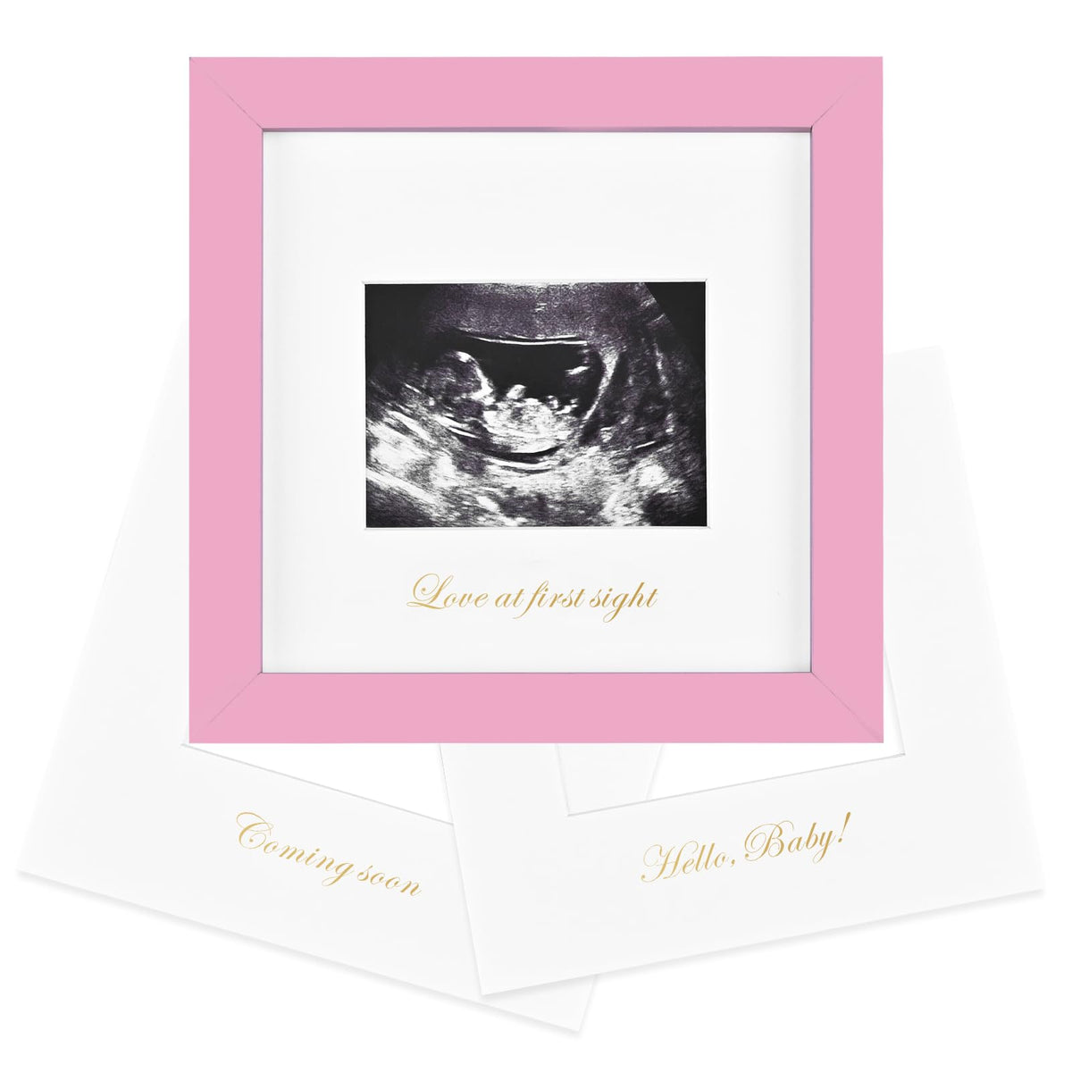 KINLINK baby sonogram frame with plexiglass cover and wood border for lasting keepsakes.