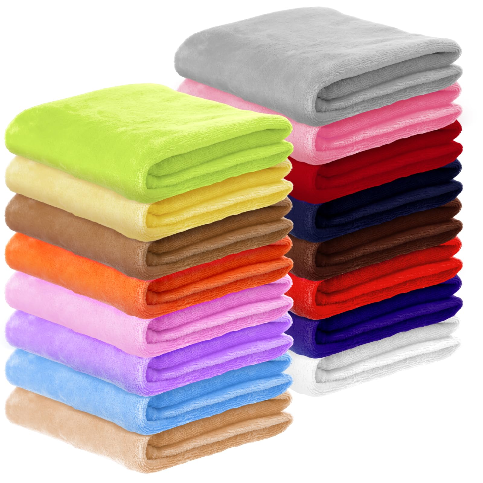Kinlop 16-pcs fuzzy baby blankets bulk bundle in bright colors for versatile care.