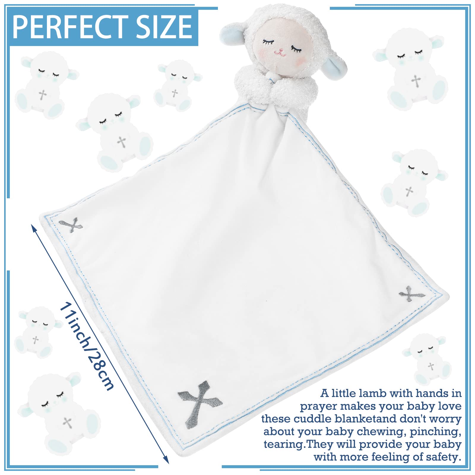 Kinlop baptism lamb toy blue blanket, a soft friend for newborns during naps.