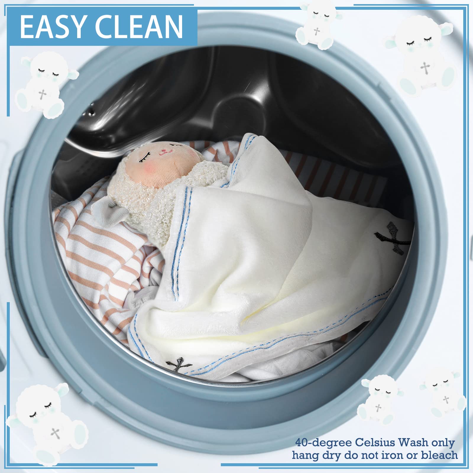 Kinlop soft security blanket lamb blue, skin-friendly material for delicate baby skin.