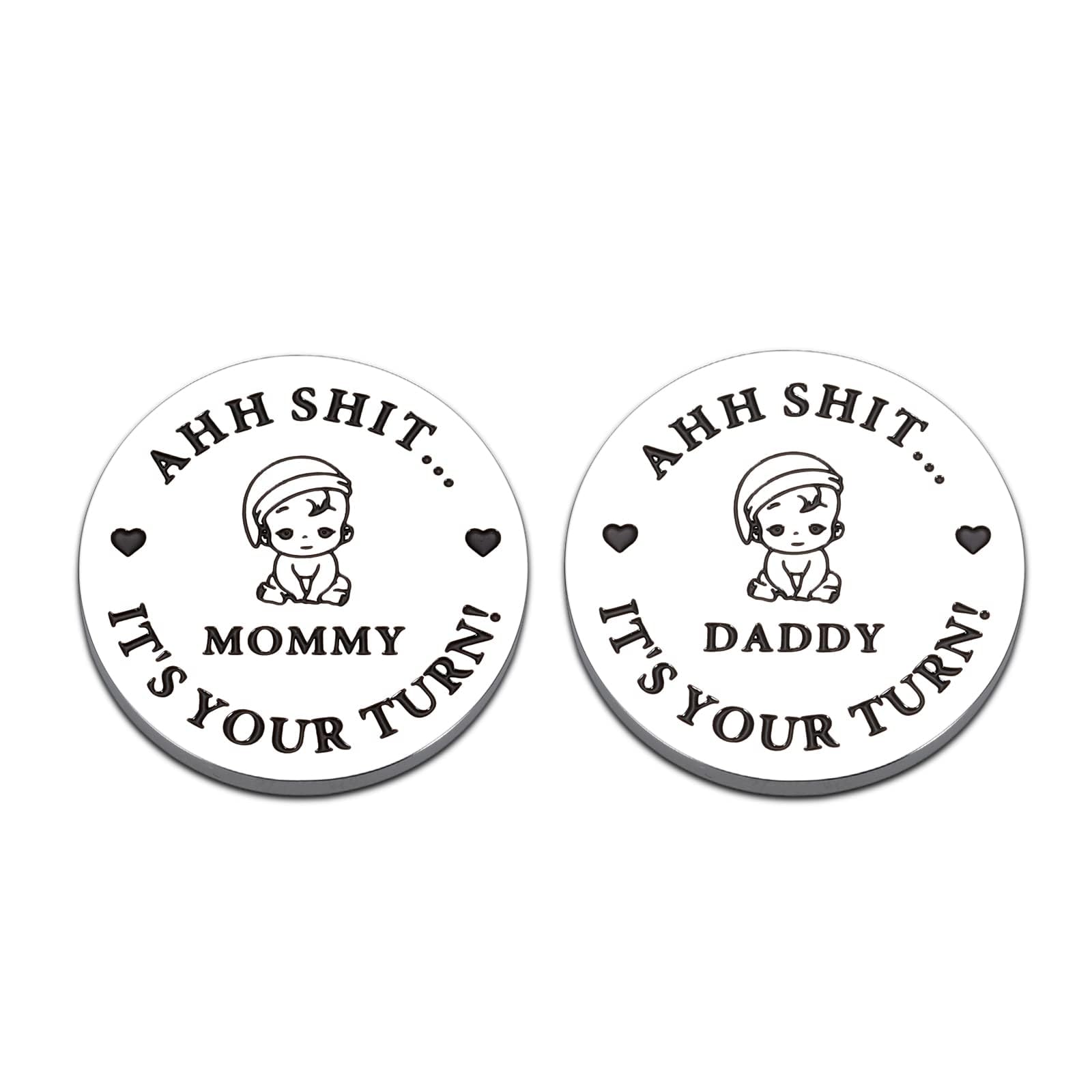 KINMES decision coin showing Daddy's Turn for quick parenting decisions.