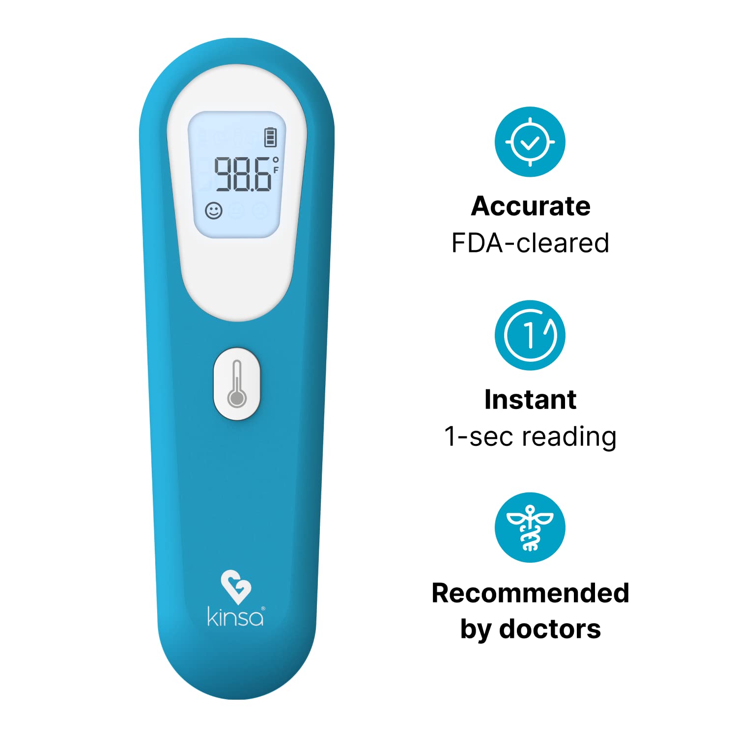 Kinsa QuickScan non-contact design enables safe, hygienic use across family members.