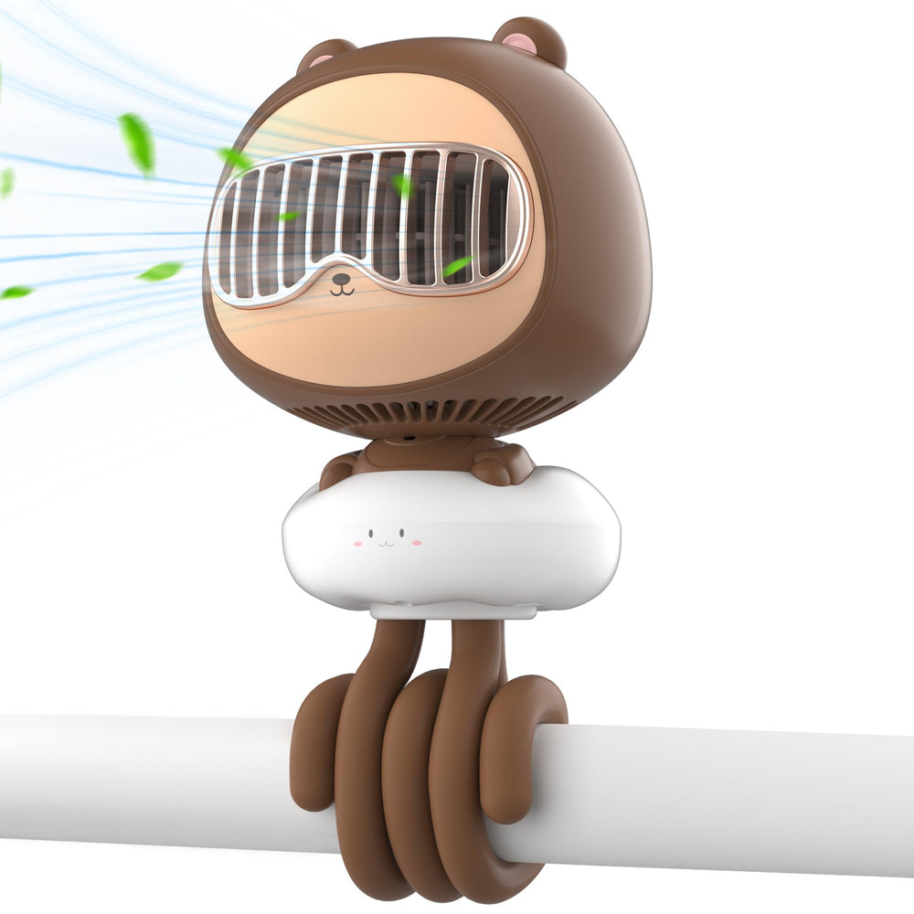 KinYiLO cute bear stroller fan clip-on offers a refreshing breeze during sunny rides.