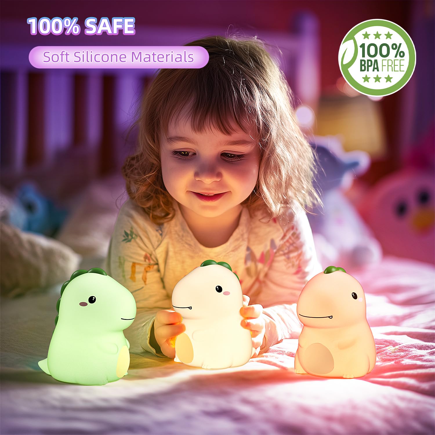 KinYiLO dinosaur lamp with 30-minute timer helps bedtime routines.