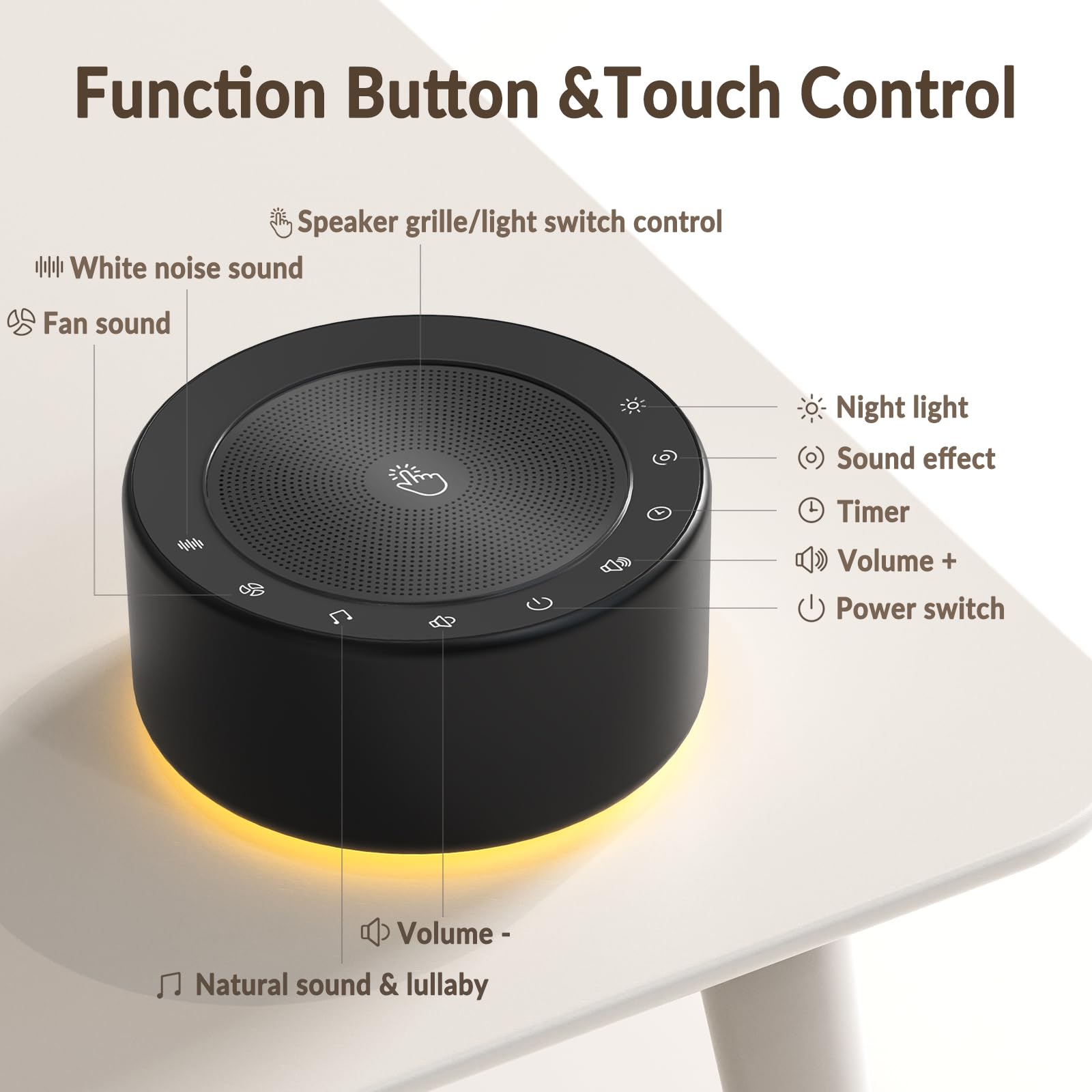 Kipcush glowing backlit buttons enable nighttime operation with ease.
