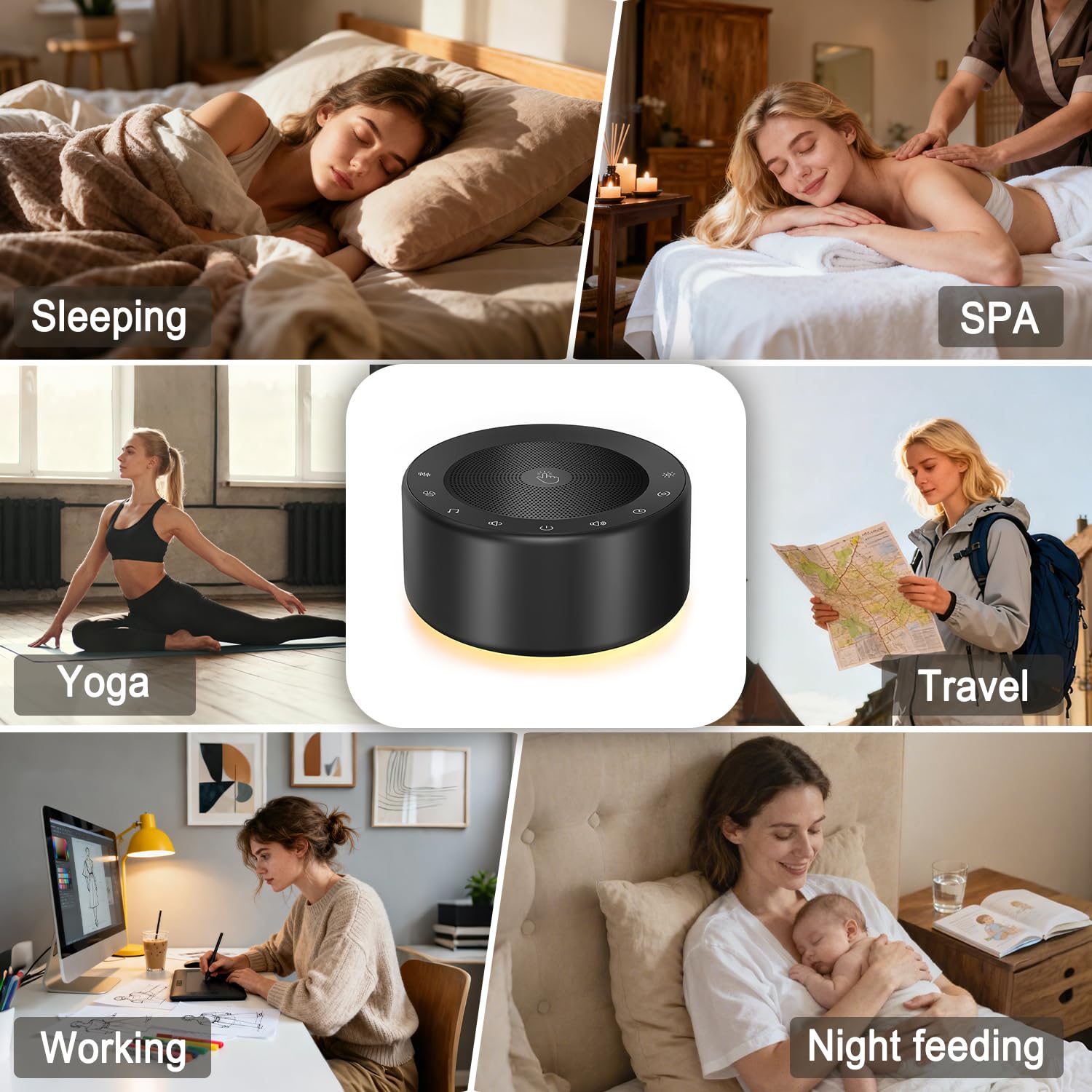 Kipcush timer options to tailor playback for naps or work sessions.