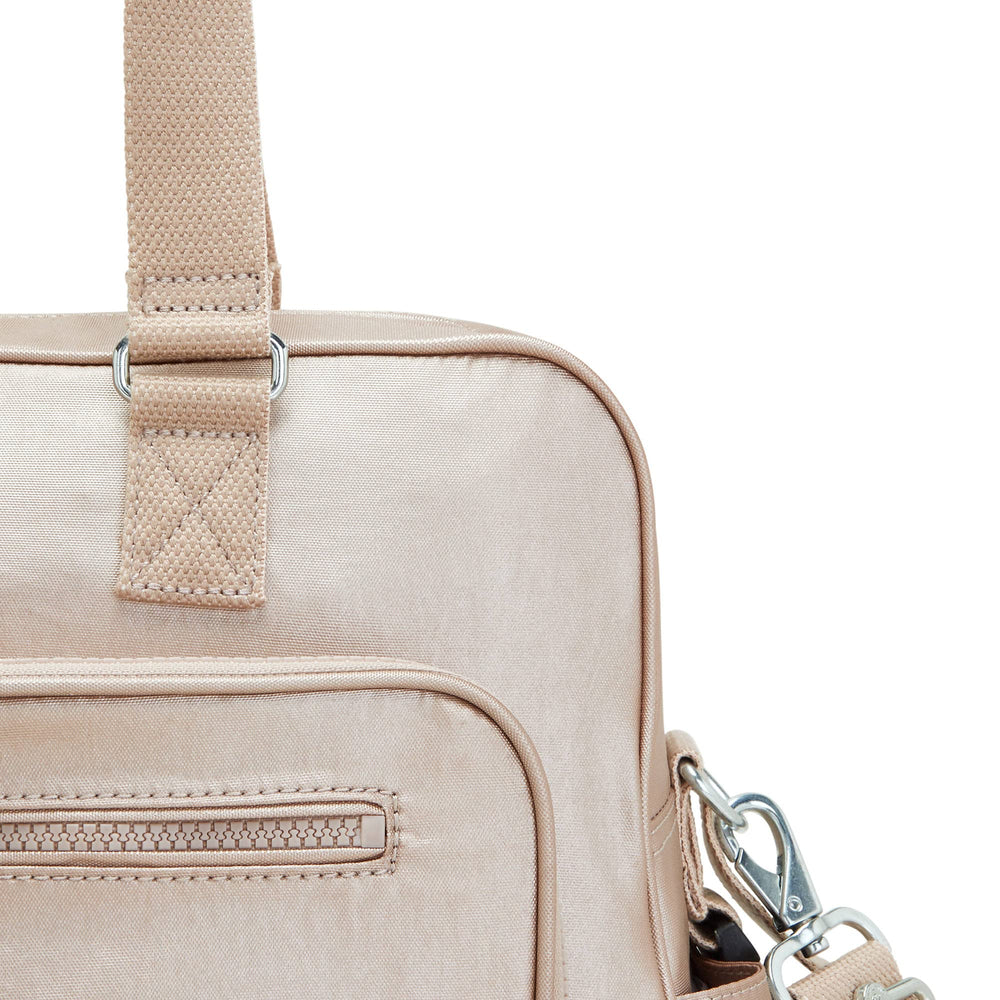 Kipling Alanna Metallic Diaper Bag Quartz Metallic dual carry handles for versatile everyday use