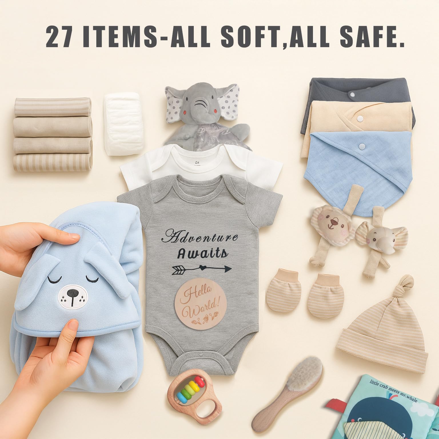 Kipwake cotton outfits closeup feature gentle, machine washable newborn wear