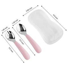 Kirecoo toddler spoons stainless steel with curved handles for easy grasp