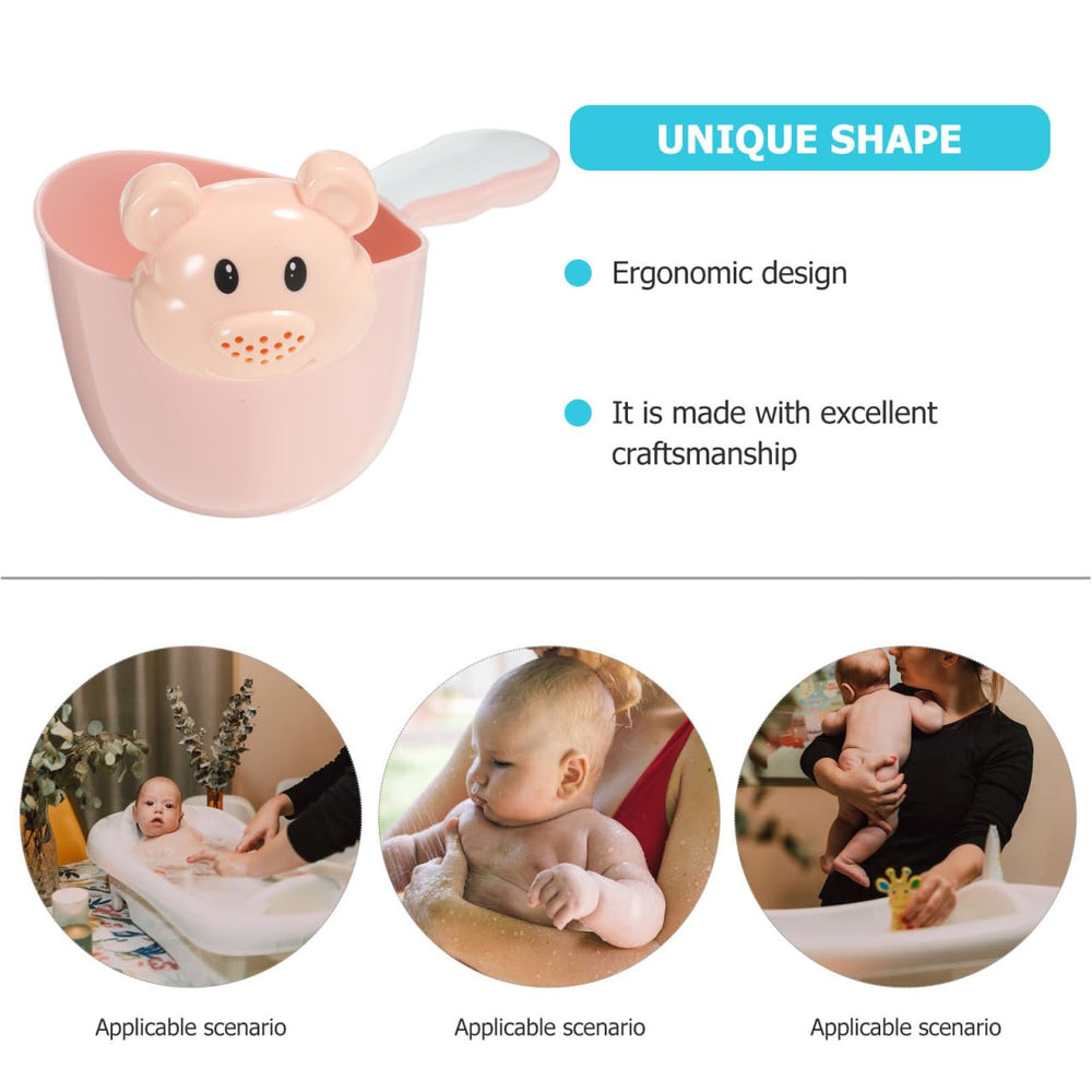 Kisangel rinse cup ideal for toddler bath time, reducing splashes.