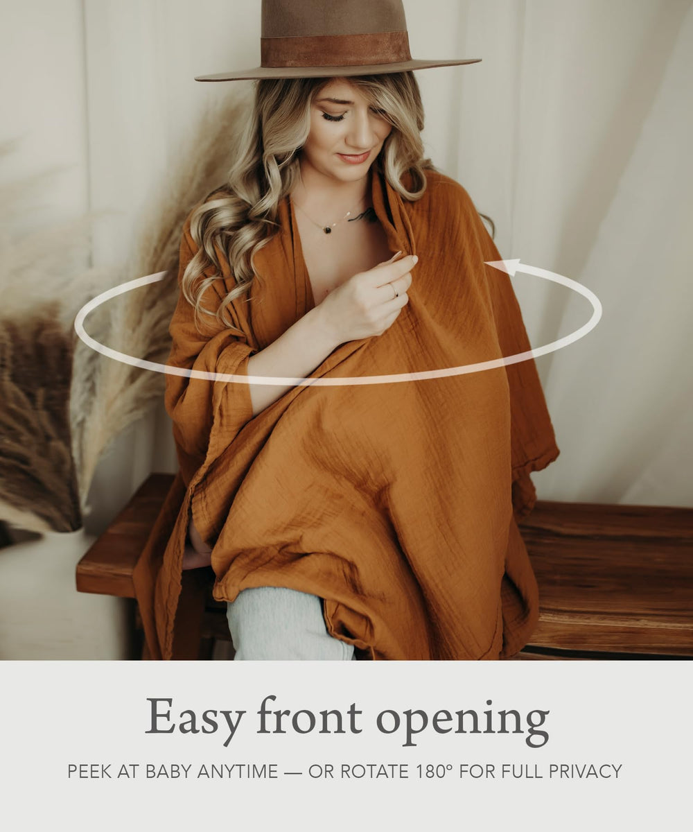 Indi Blue shawl style worn as scarf for versatile on-the-go wear
