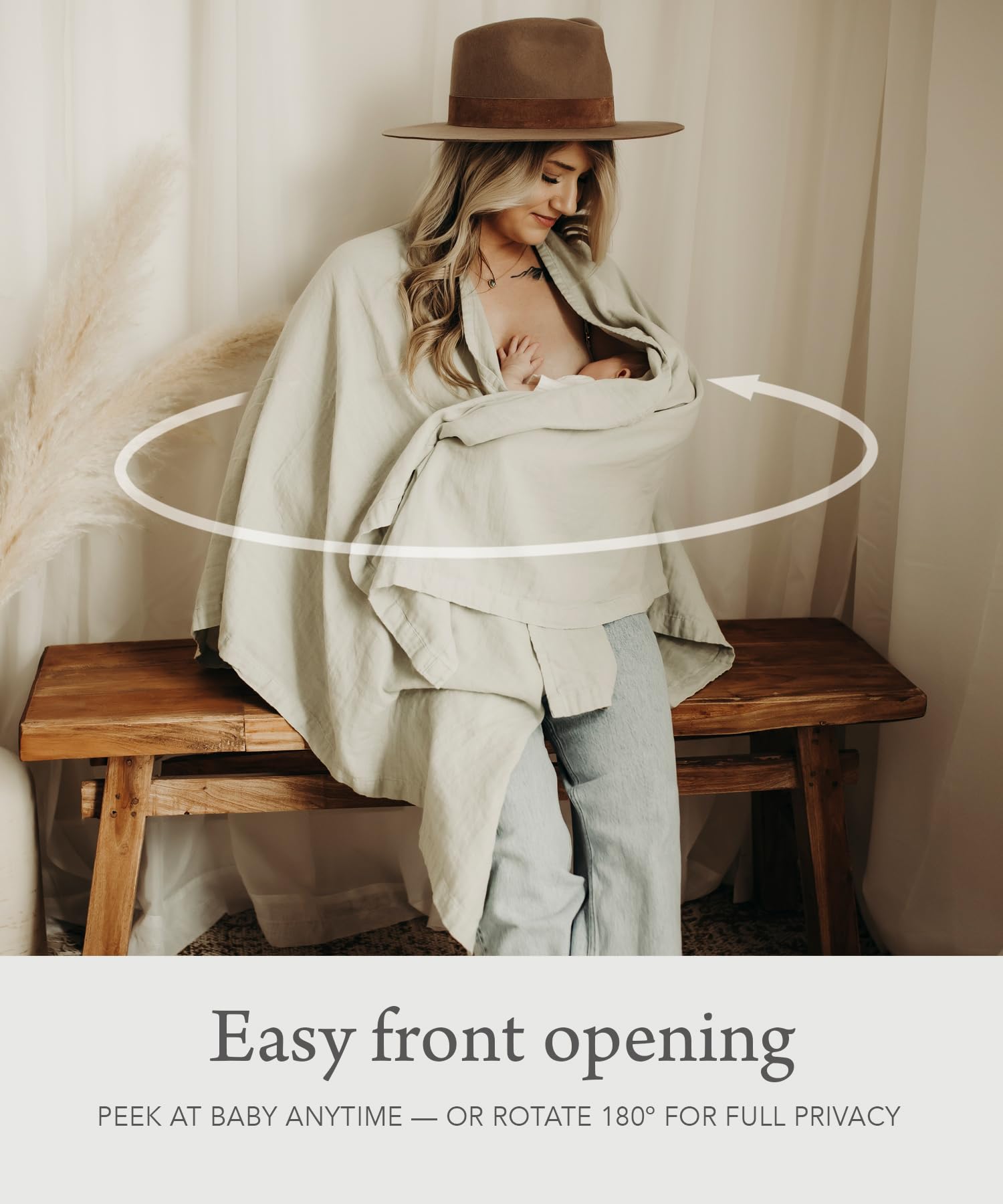 Organic cotton muslin fabric keeps baby comfortable and mom cool.