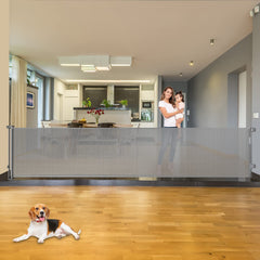 KISKIZ 110-inch retractable gate at wide doorway for large openings