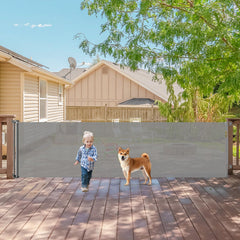 KISKIZ 140-inch extra-wide retractable gate for large openings, versatile indoor or outdoor use