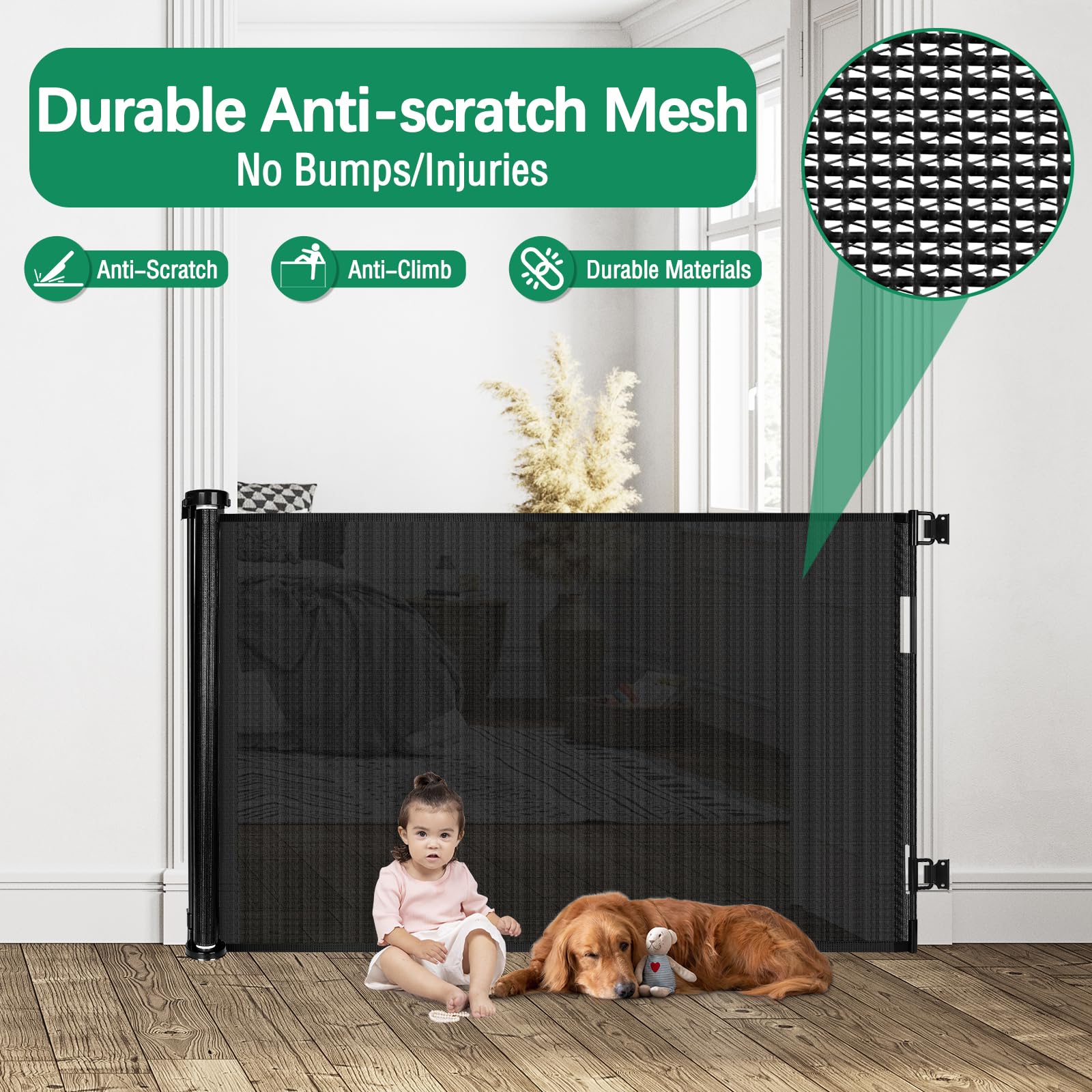 KISKIZ adjustable hardware fits various baseboards for a clean install.
