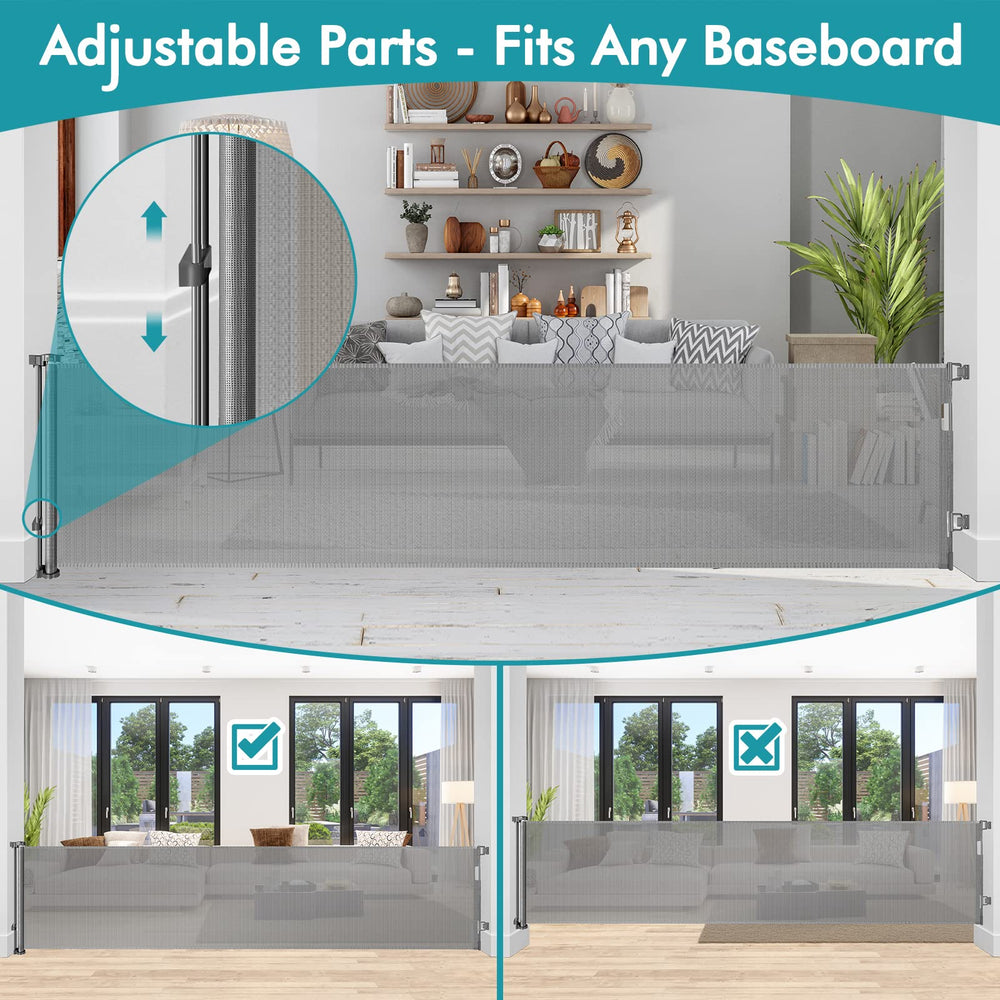 KISKIZ gray retractable gate blends with interiors for a subtle look