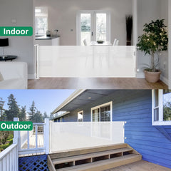 KISKIZ retractable gate shown saving space in a busy entryway