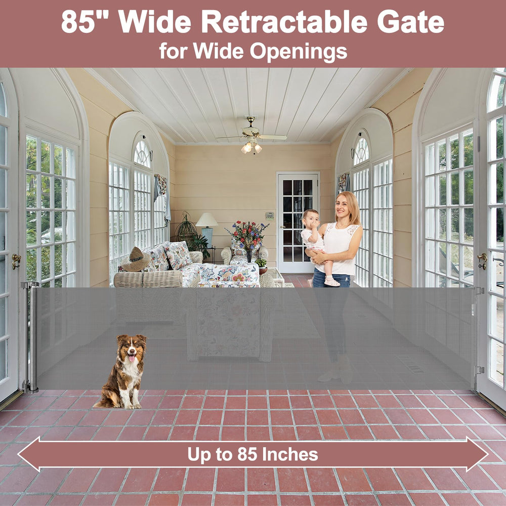 KISKIZ retractable gate mesh showcasing durable, scratch-resistant material for paws