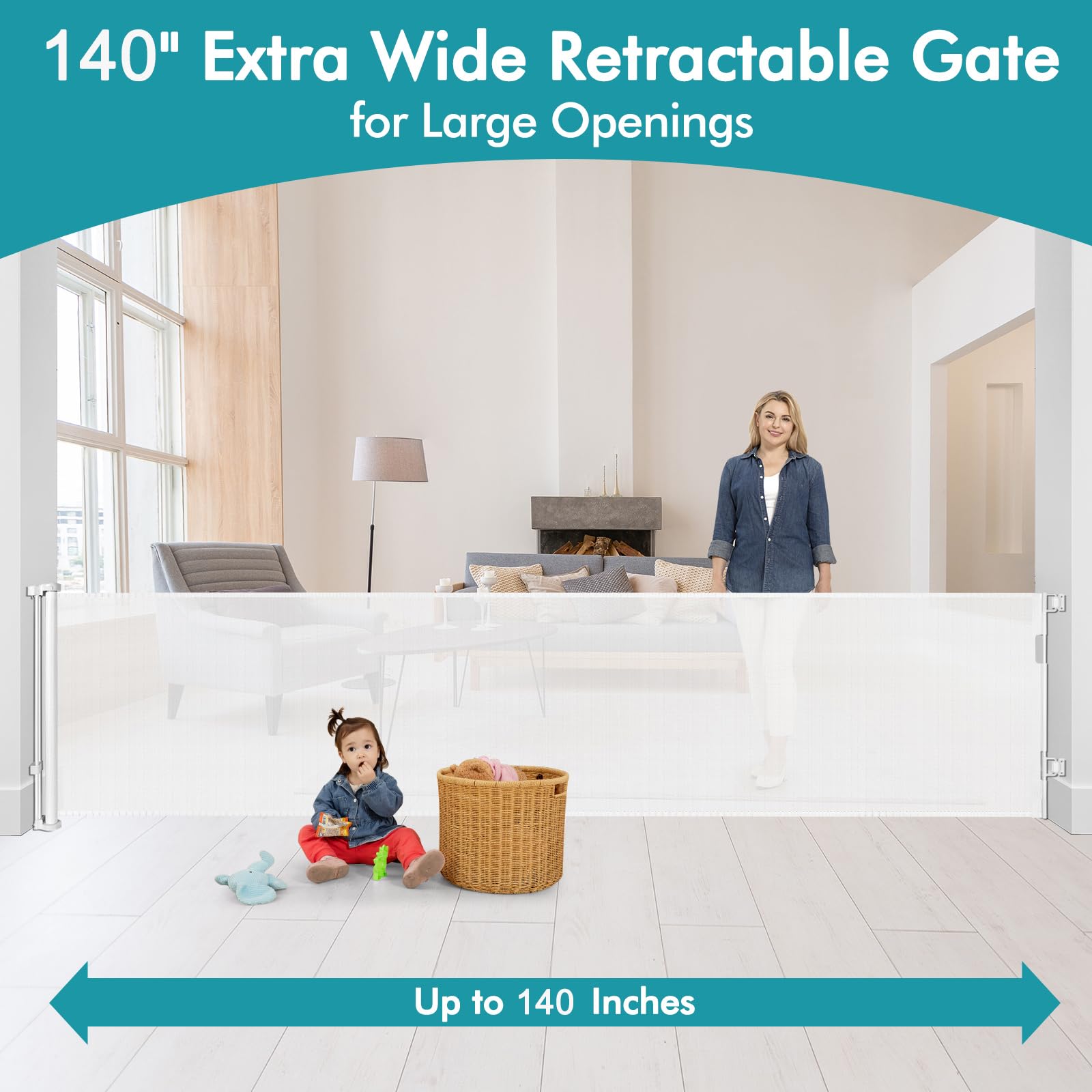 KISKIZ retractable gate in use with one-handed operation for busy homes.