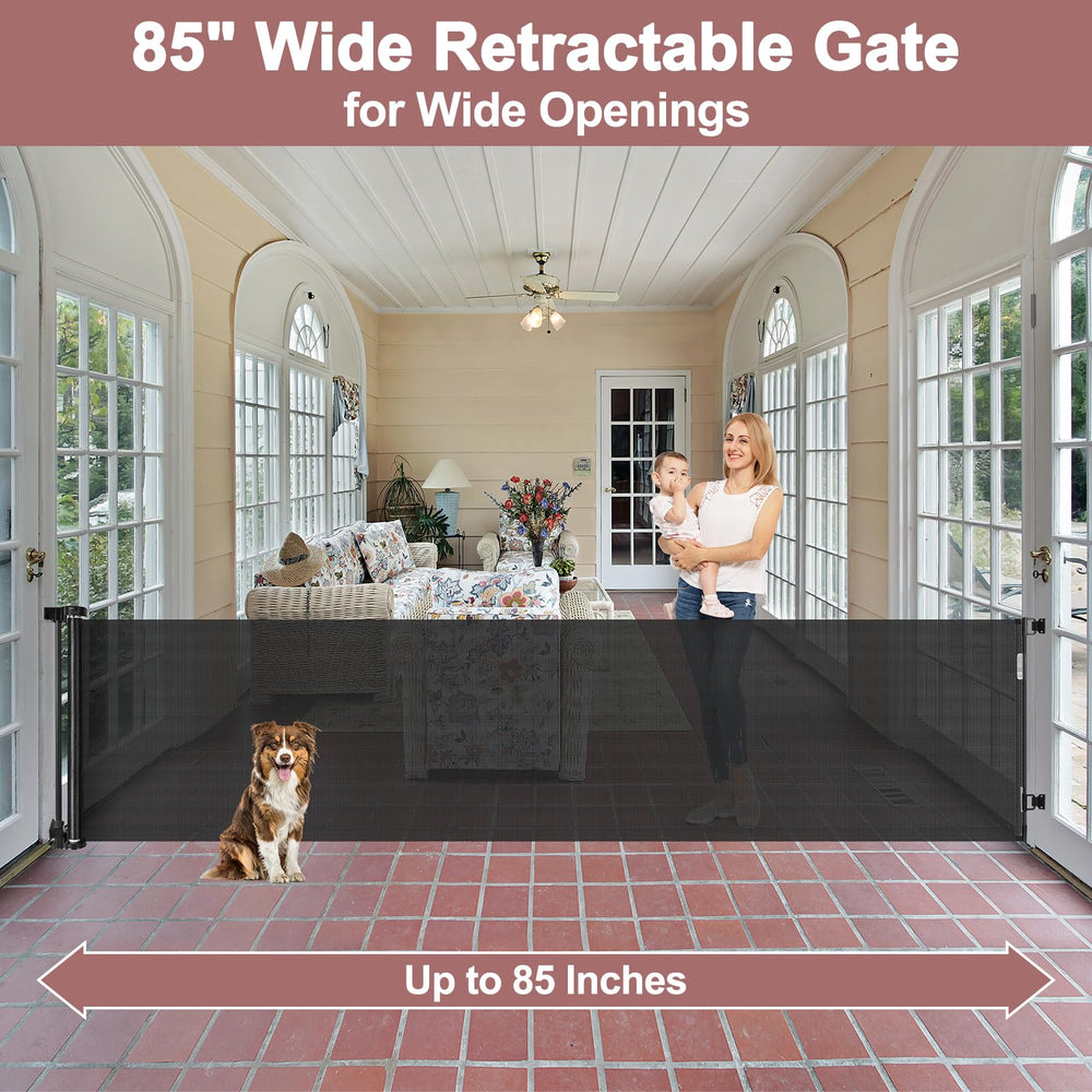 KISKIZ retractable gate for indoor and outdoor use saves space.