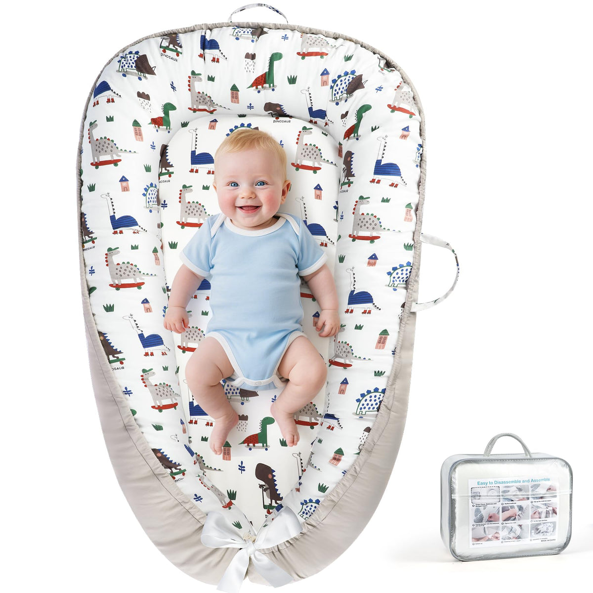 KISS GOLD Baby Lounger with breathable cotton cover for gentle skin contact and comfort.