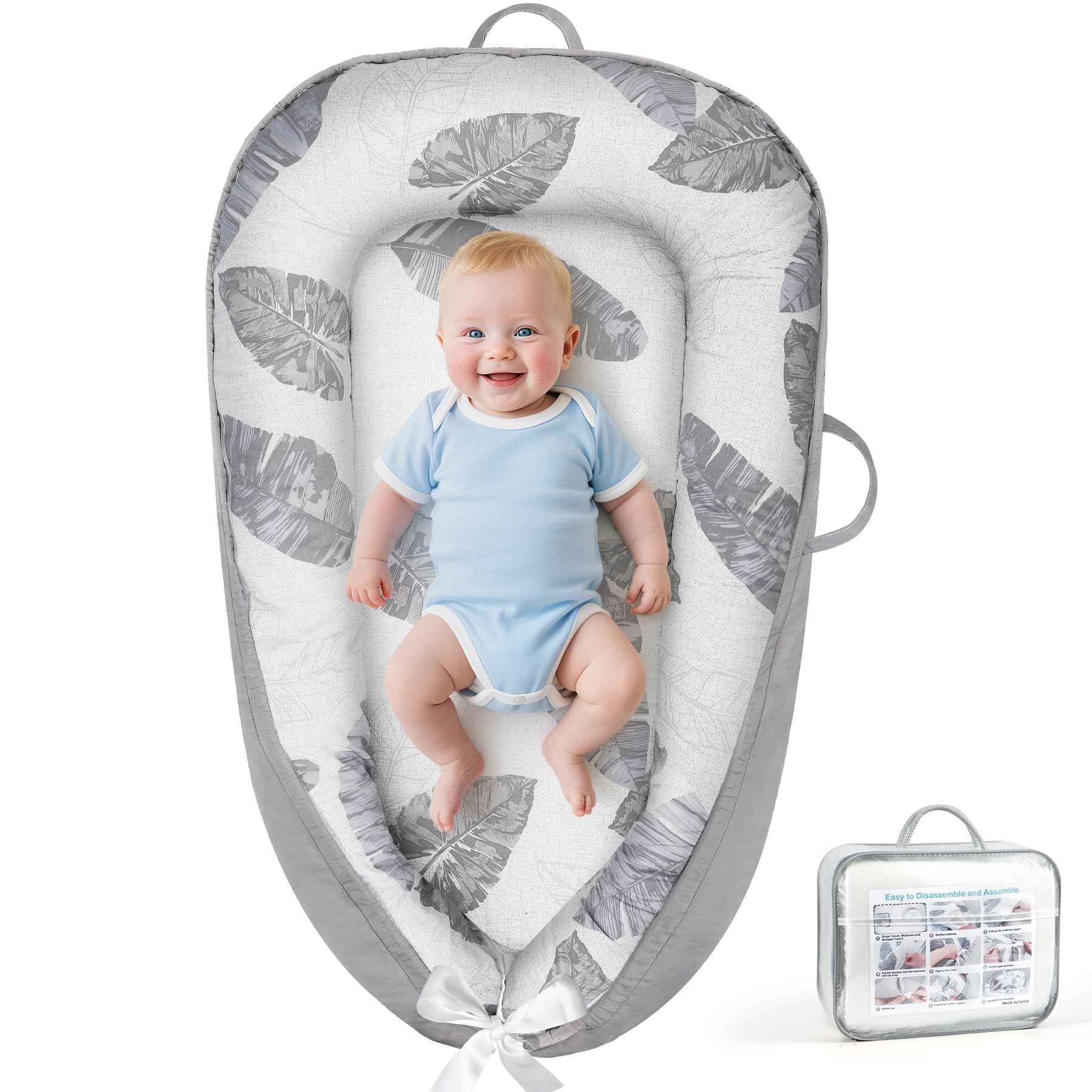 KISS GOLD baby lounger with soft cotton cover for breathable comfort.