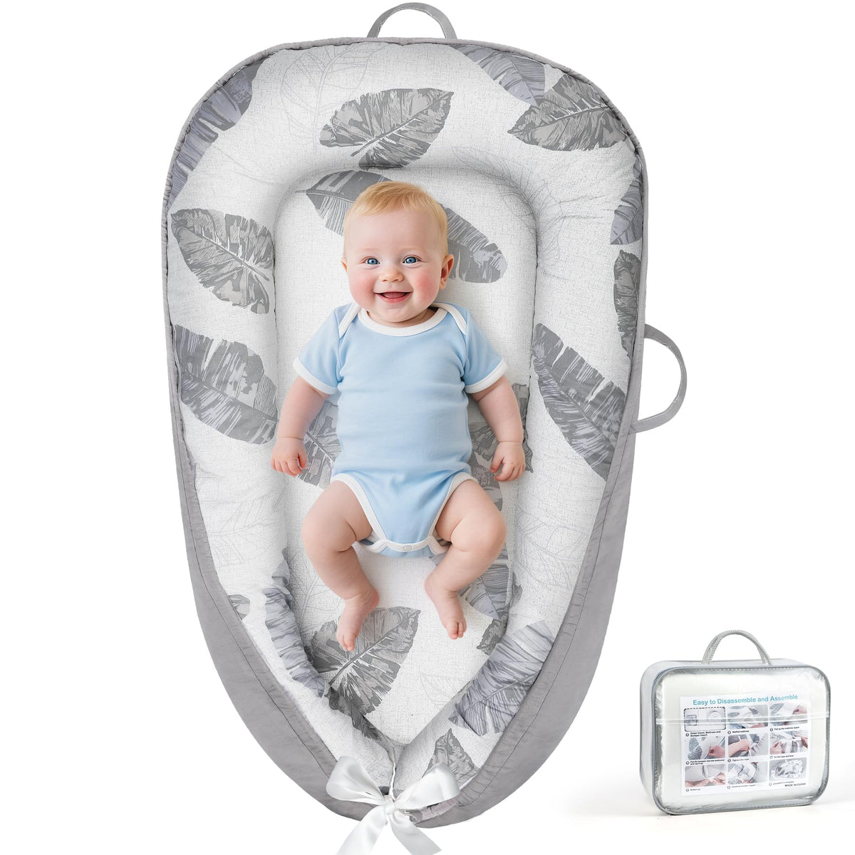 KISS GOLD baby lounger with soft cotton cover for breathable comfort.