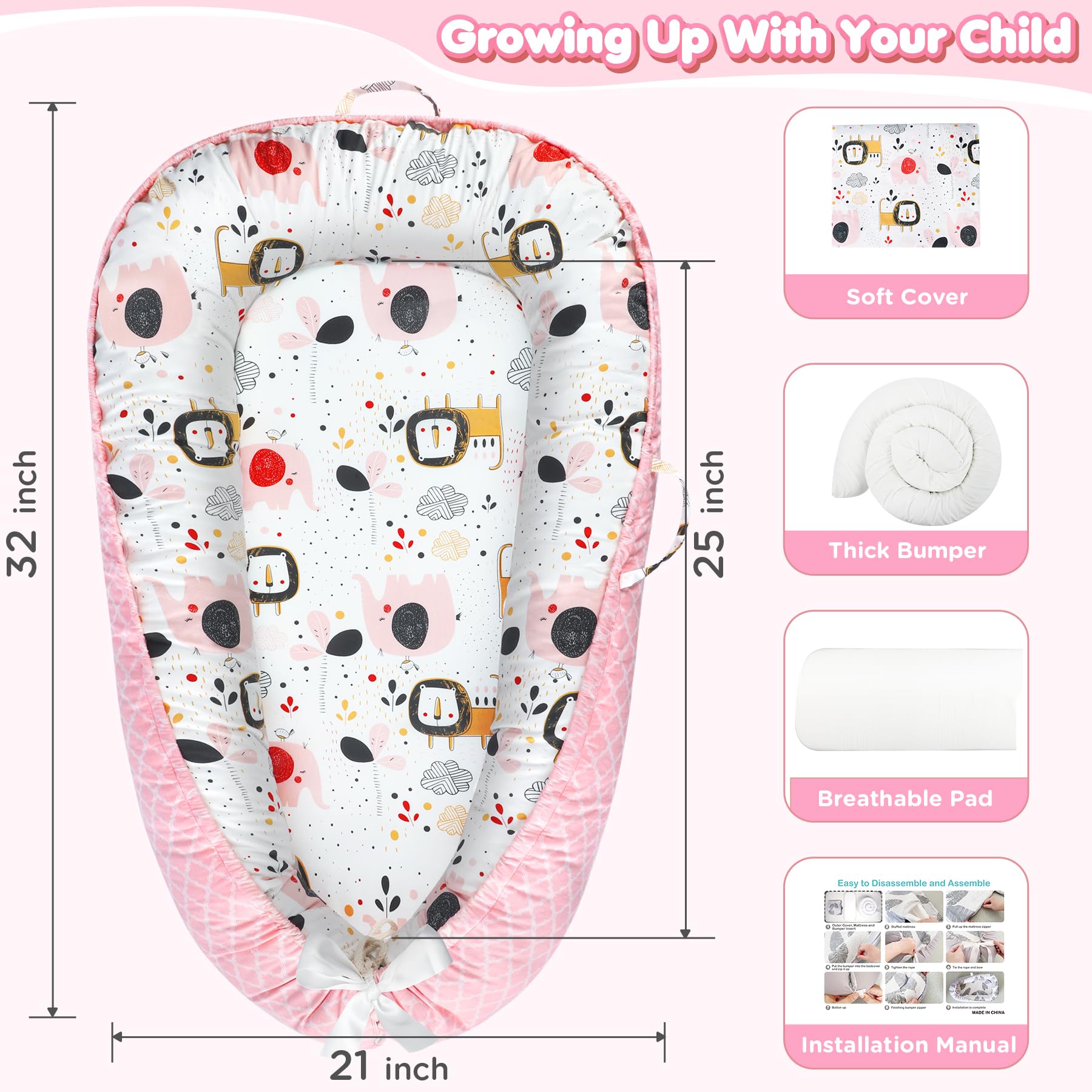 KISS GOLD lounger in tummy time use on the floor.
