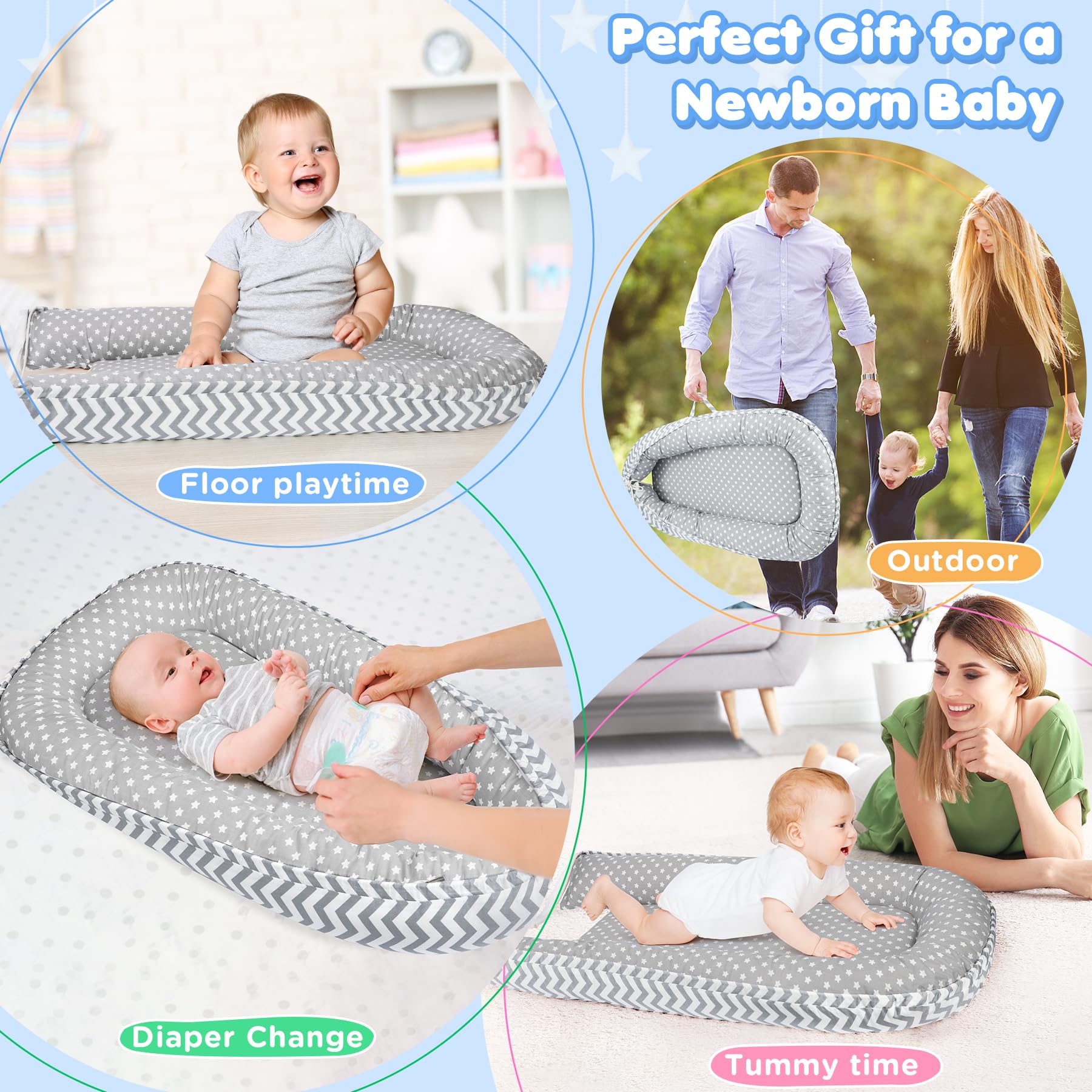 KISS GOLD baby lounger washable cover for easy cleaning and refresh.