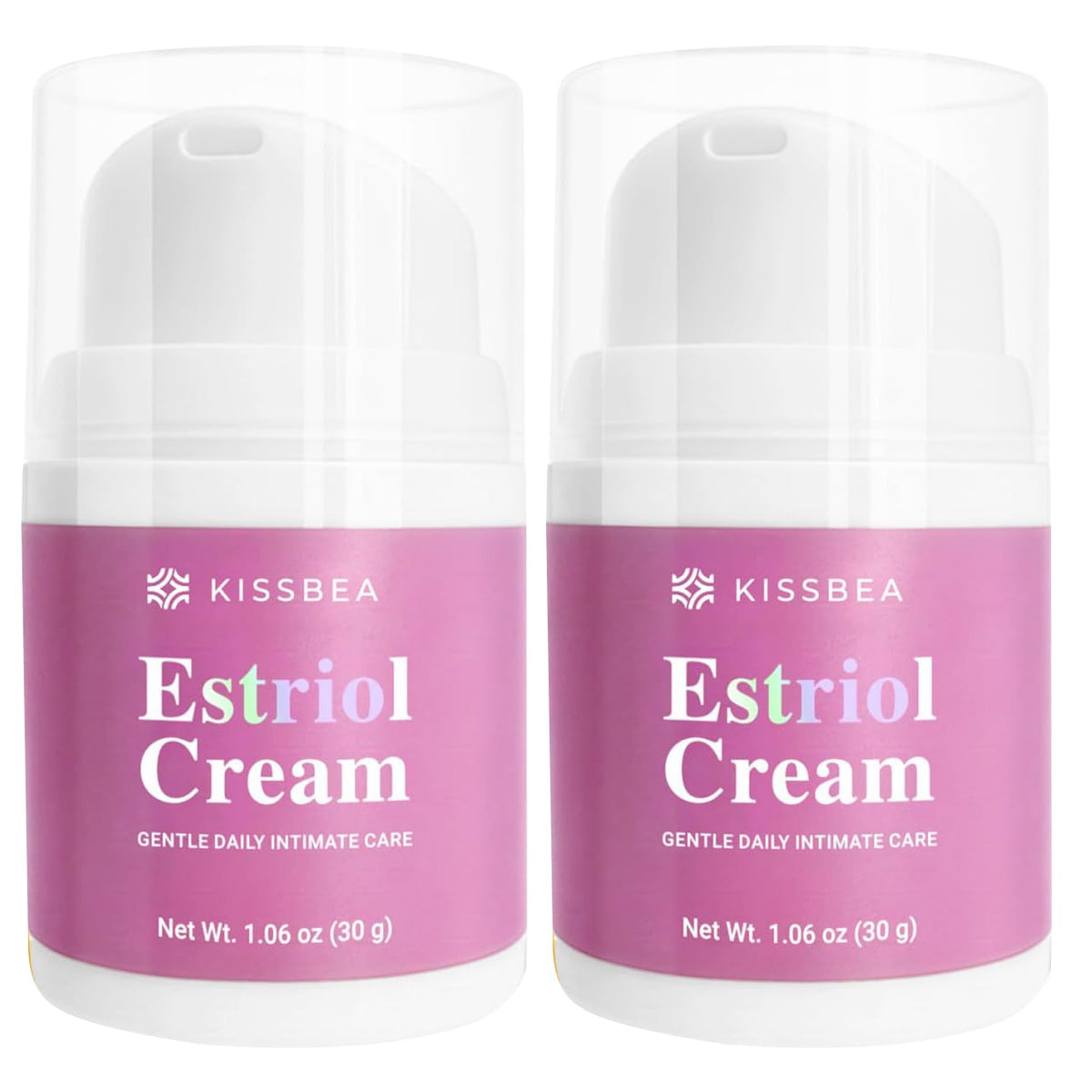 Kissbea Estriol Cream bottle with pump for easy intimate care and hydration.