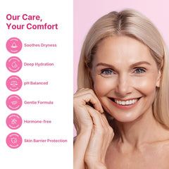 Close-up of Kissbea Estriol Cream texture melting into skin for instant comfort.