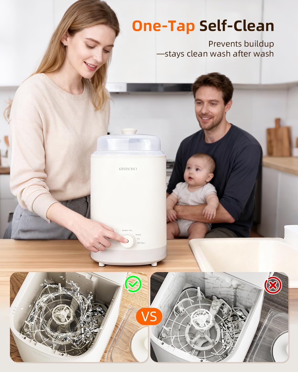 KISSBOBO intuitive control panel with clear indicators for easy operation