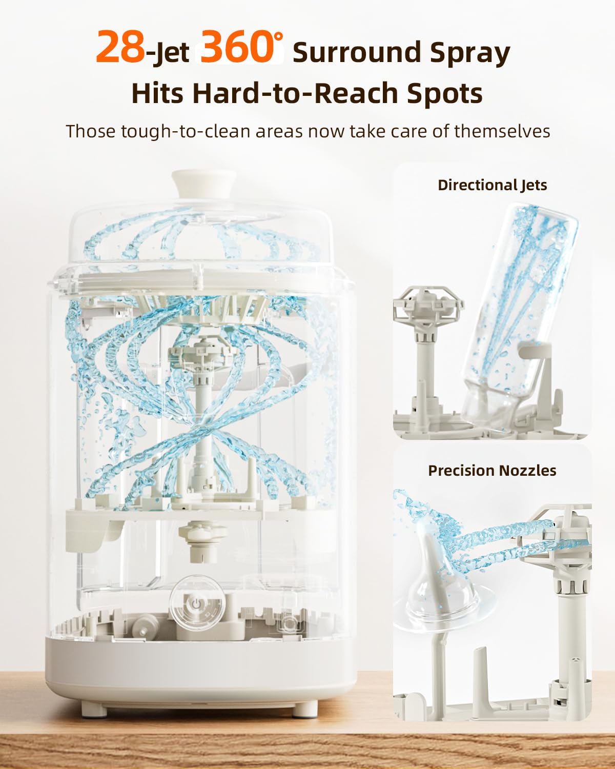 KISSBOBO one-touch wash sterilizes with steam for quick cycles