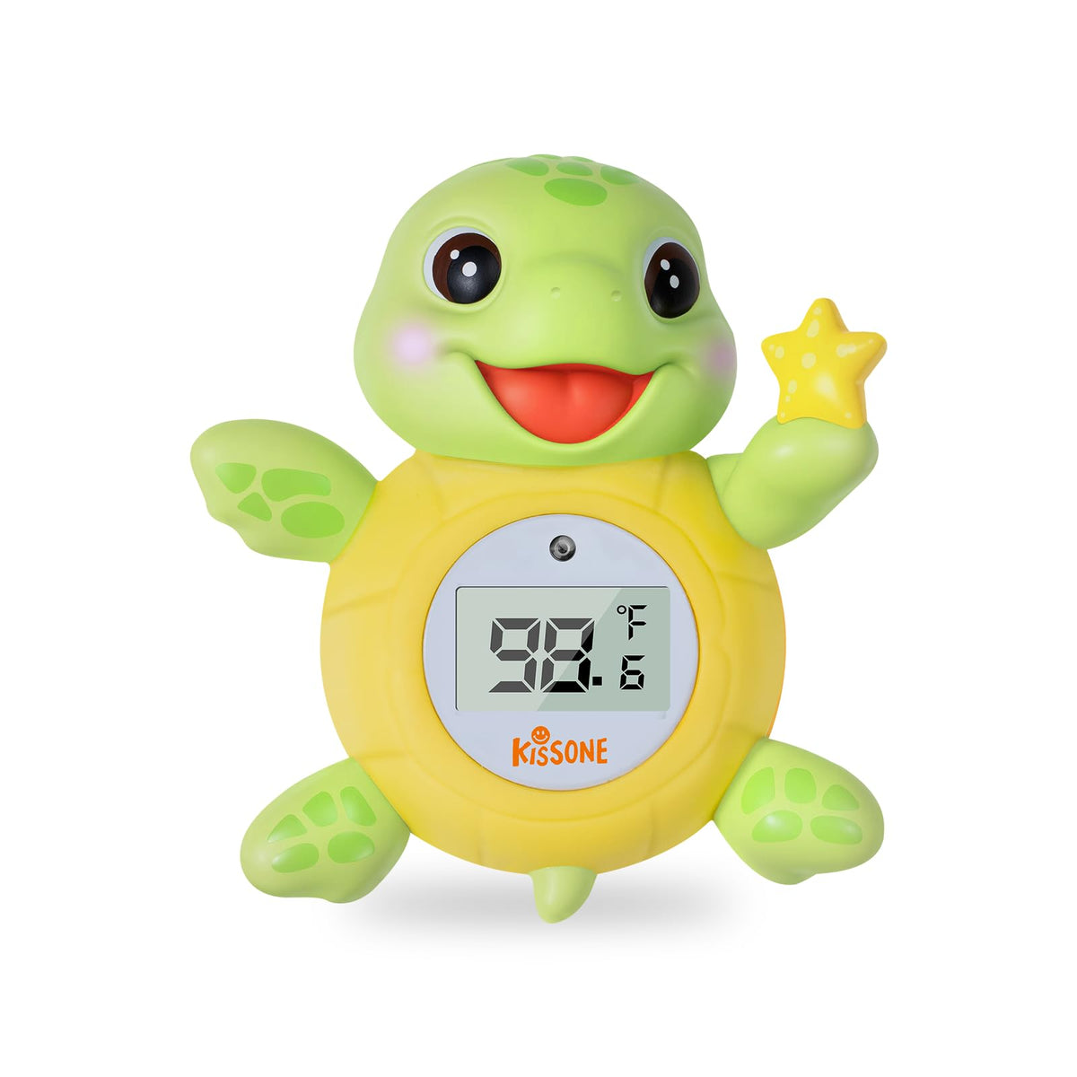 KISSONE baby bath thermometer shows digital readings for quick, safe bath temperature checks.
