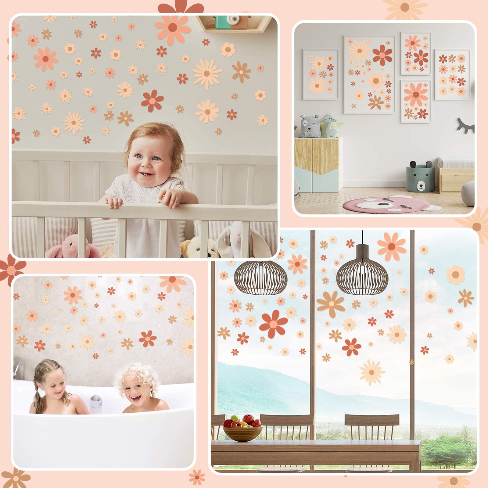 Kisston boho floral wall stickers create cozy living spaces.