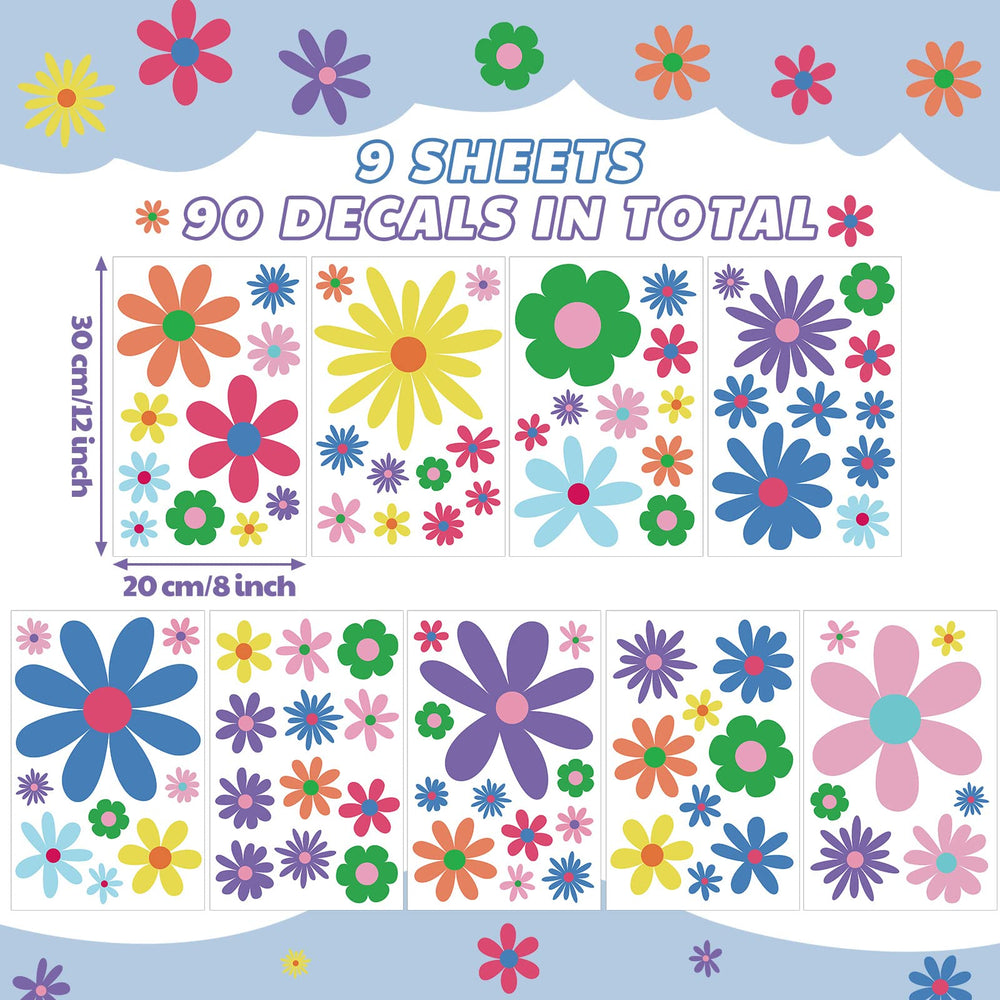 Kisston Daisy wall decal pack 02 brightens living spaces with delicate groovy florals.