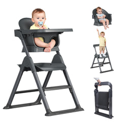 Kisuplus 6-in-1 convertible high chair in use at the dining table showcasing growth stages