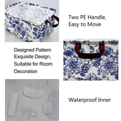 KIUATSJR collapsible storage basket with moisture resistant lining for laundry organization.