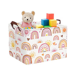 KIUATSJR rectangle storage basket rainbow canvas for toy organization in living room